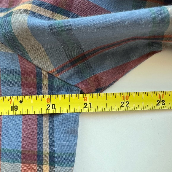 Vintage Lee Plaid Western Dress Shirt Cowboy Button Down Rodeo Ranch Blue Red M - Picture 8 of 9
